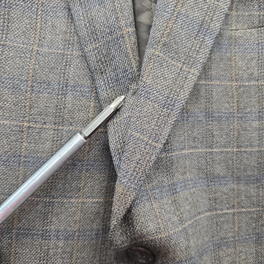 Joseph &‎ Feiss Lambswool Blazer Mens 44L Windowpane Plaid Sportcoat Glenn Plaid